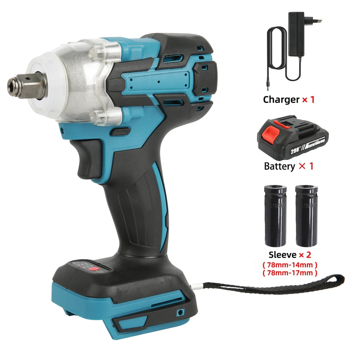 Brushless Electric Impact Wrench 260-280Nm Torque Wrench Cordless Drill Screwdriver Impact Frequency 0–3200/min Max Torque for Construction, Home Maintenance and Woodworking