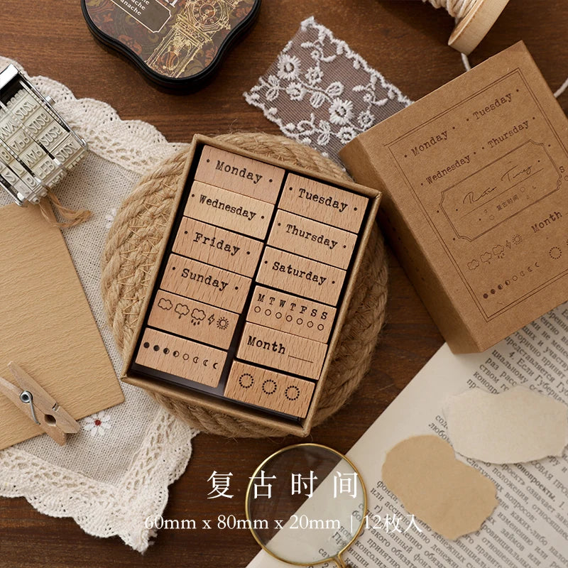 Jenny Chinese Character Number Universe Flower Week Wooden Rubber Stamp Scrapbooking Deco DIY Craft Standard Wooden Stamps