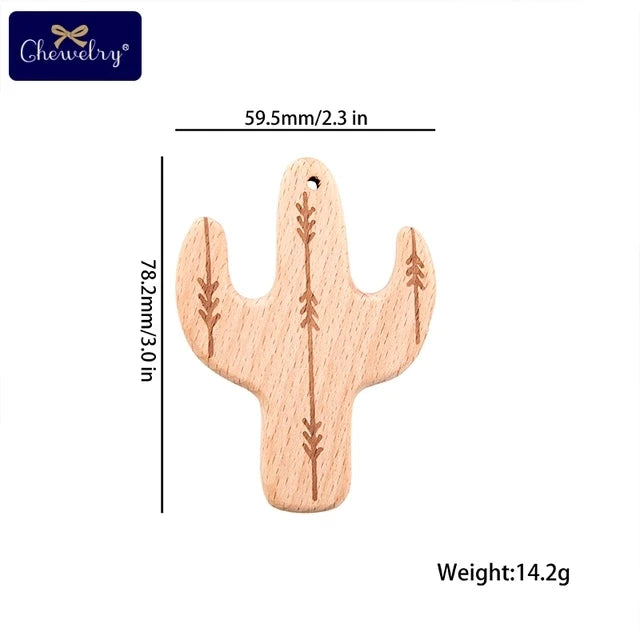 10pc Wooden Teether Animals Beech Teething Grasping Wooden Animal Toy Rodent Baby Teether Pendant DIY Pacifier Chain Kids Goods