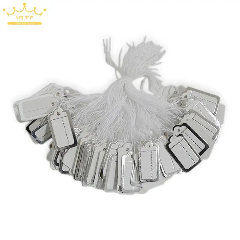 100pcs/50pcs Jewelry Strung Pricing Price Tags with String Gold Merchandise Cloth Label Price Label
