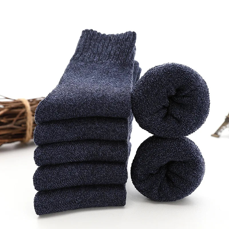 5 Pairs Thicken Socks Men High Quality Towel Keep Warm Winter Socks Cotton Christmas Gift Socks For Man Thermal Size 38-45