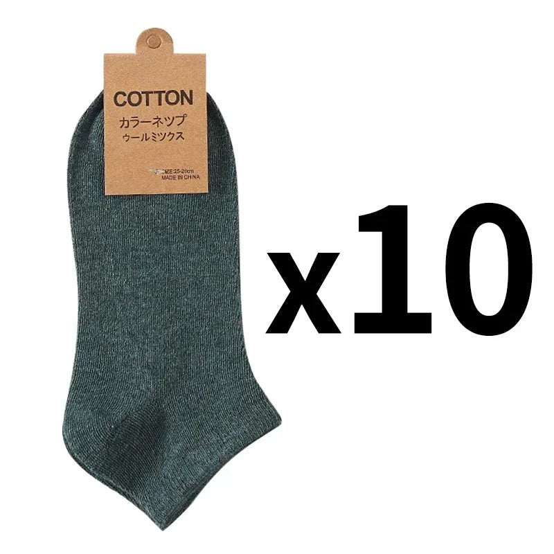 Cotton Men Socks Pack Breathable Socks Set High Quality Short Socks Black Ankle Short Gift For Man Size 39-44 Sox 10 Pairs 1 Lot