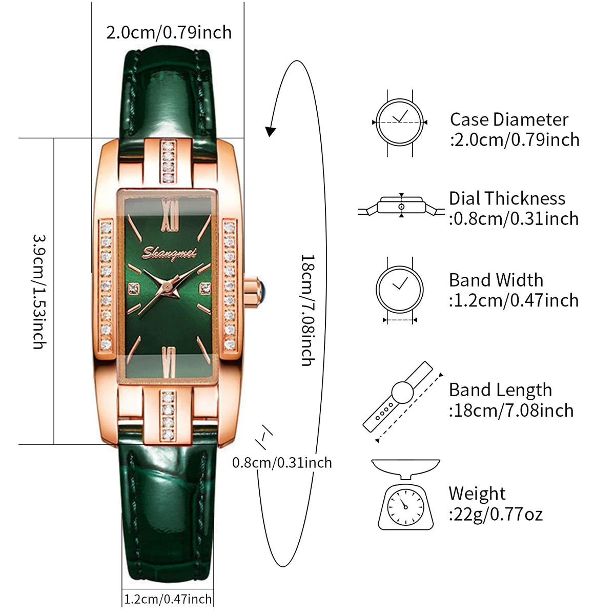 2PCS/Set Women's Watches Fashion Rectangle Leather Band Quartz Watch(Without Box)