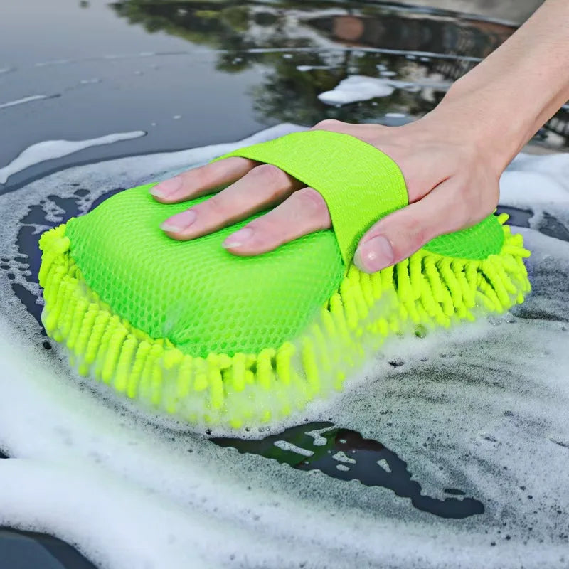 Car Wash Gloves Microfiber Wipe Car Sponge Scratch Free Car Wash Cleaning Coral Velvet Double-Sided Cleaning Tool