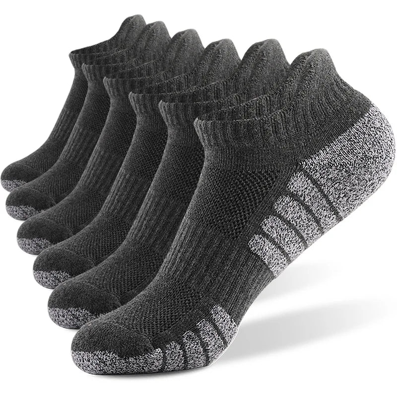 3 Pairs Thickened Towel Bottom Running Mesh Boat Non-Slip Breathable Sports Low Cut Men's Women's Socks