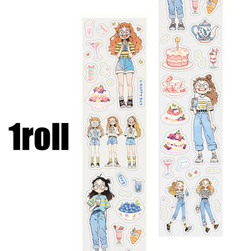 Mr Paper Washi Tape Kawaii 1 Roll Character Scenery PET Stickers DIY Decoration for Journal Diary Scrapbooking Planners Cards