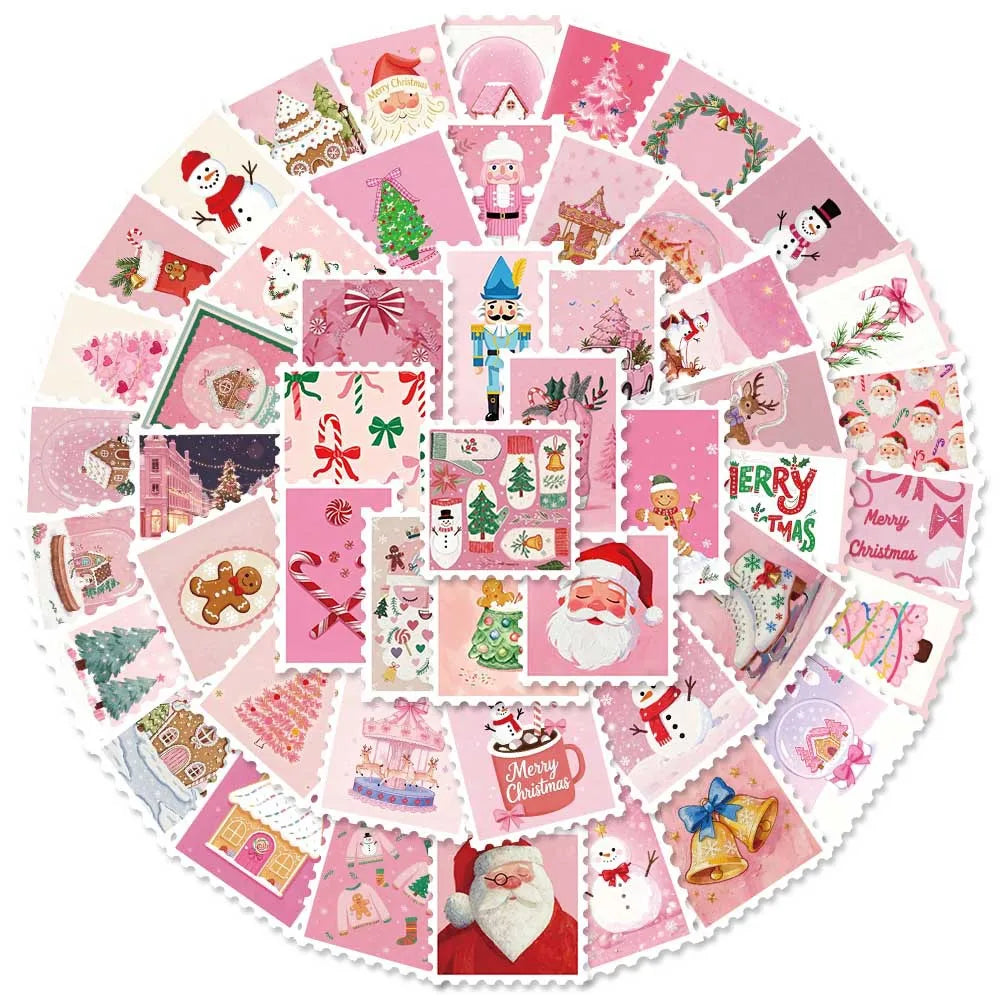 10/30/50PCS Christmas Pink Cartoon Stamps Stickers DIY Decoration Funny Notebook Phone Fridge Laptop Bike Car Graffiti Kids Toys