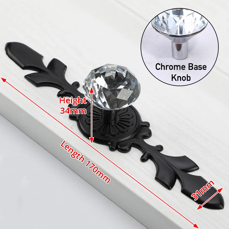 KAK Luxury Diamond Crystal Handles Shoebox Cabinet Handles Closet Door Drawer Knobs Wardrobe Pulls Pullers With Screws Hardware