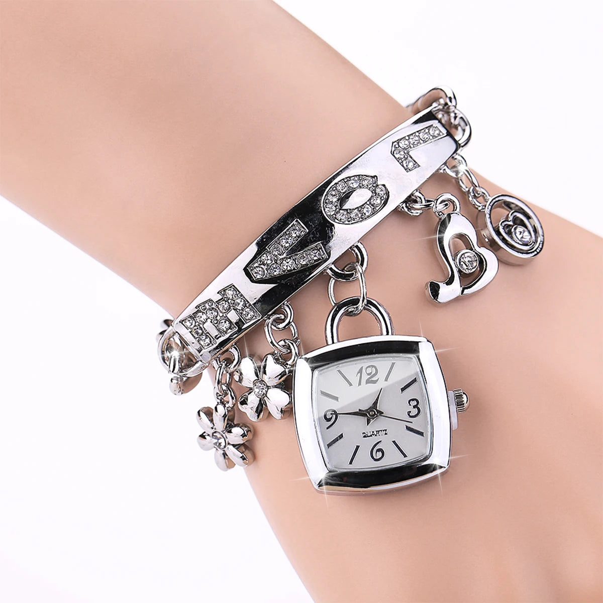 1/2PCS Women Fashion Luxury Bracelet Strap Quartz Wristwatches Set Ladies Square Arabic Numeral Dial Watch(Without Box)