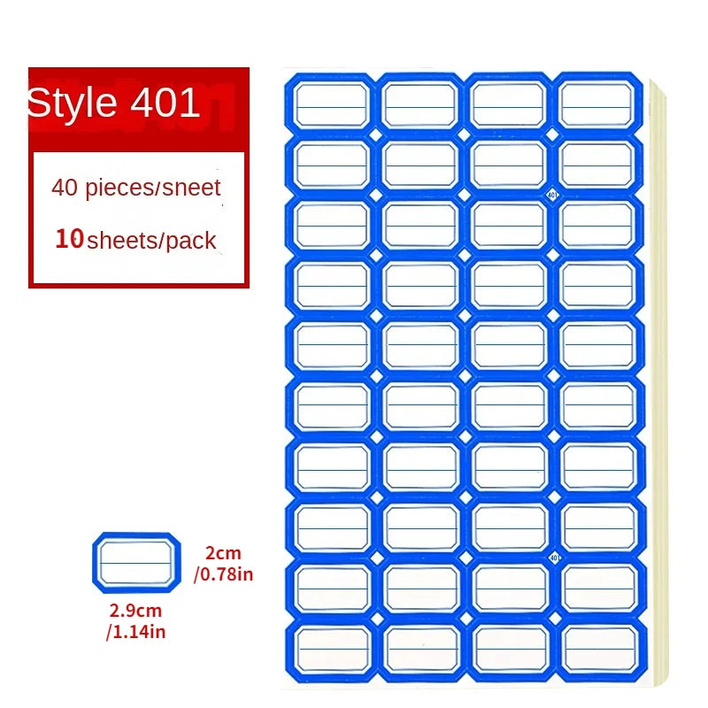 10sheets/400pcs Self-adhesive Label Stickers Self Adhesive Label Paper Mouth Paper Handwritten Marking Price Name Stickers