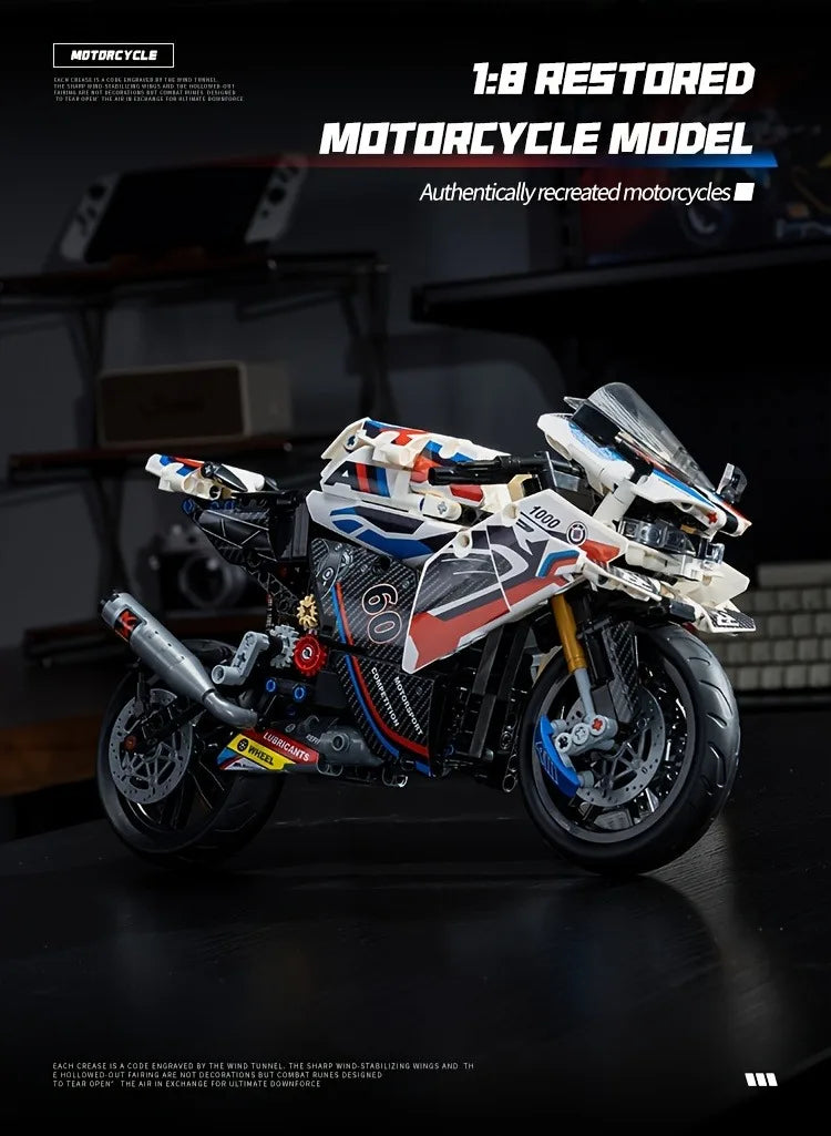 1:8 Motorcycle Building Blocks Set Super Motorbike Model Kit Technical Racing Assembled Toys Gifts