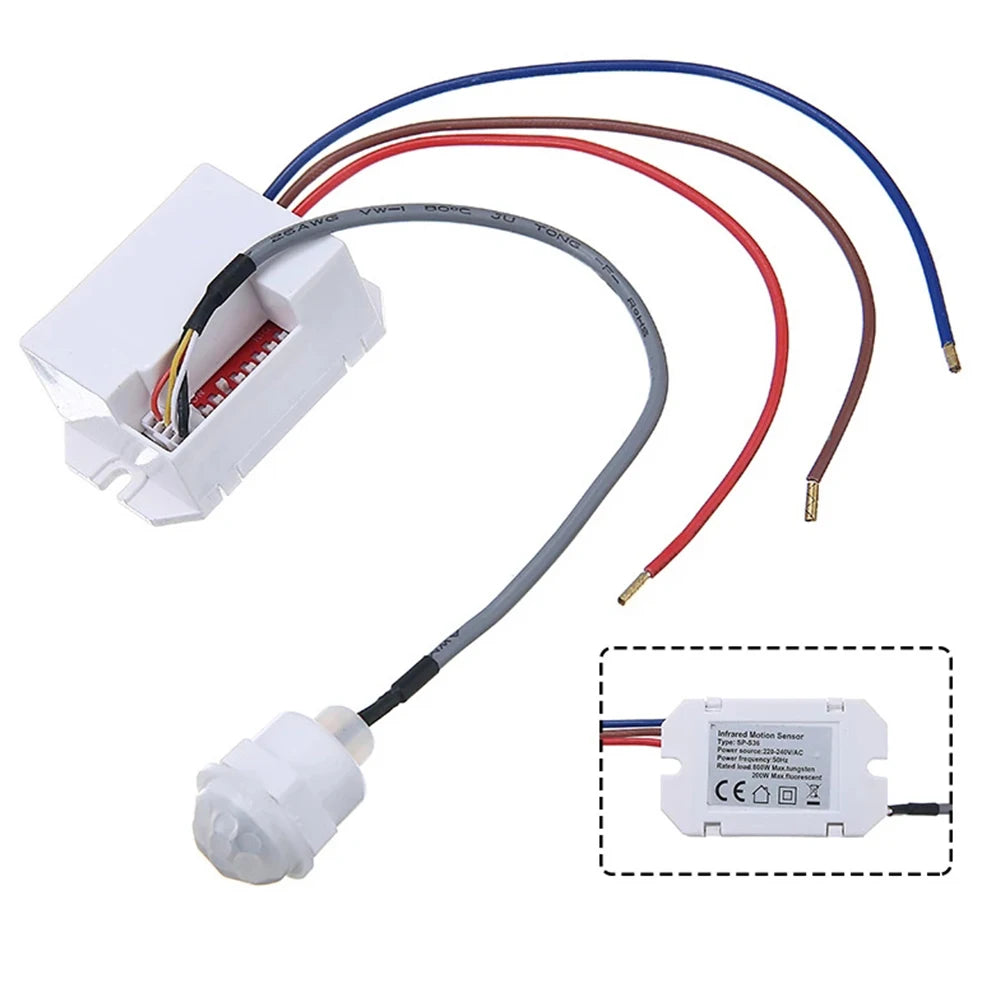 Light Switch PIR Sensor Detector Mini Recessed Motion Occupancy Rest Dips 6m 800W Adjustable Ceiling IP20 360°