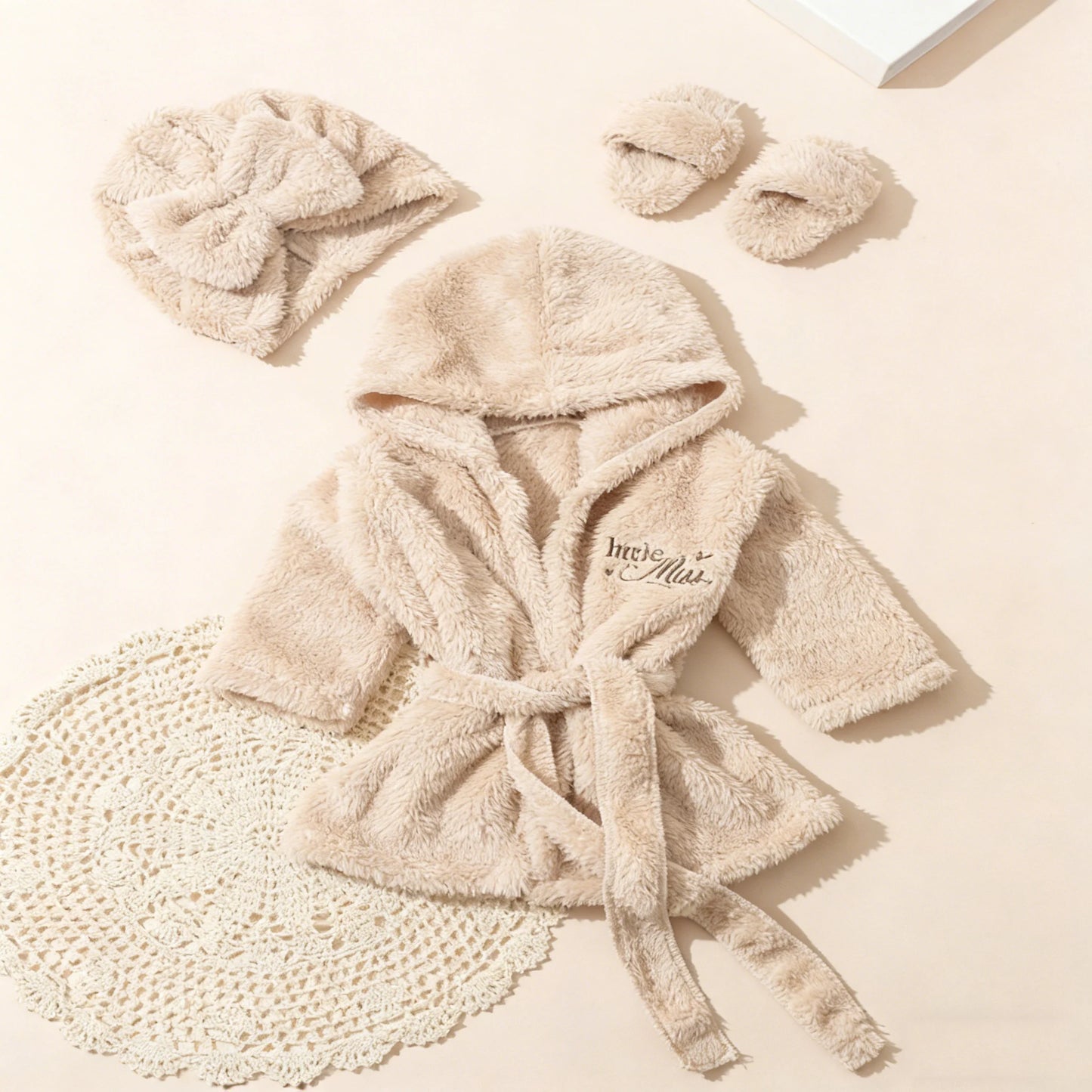 Newborn Photography Props Bathrobes Bath With Belt Shower Cap Outfit Photo Props for Infant Boys Girls Shoot Accessories-HD