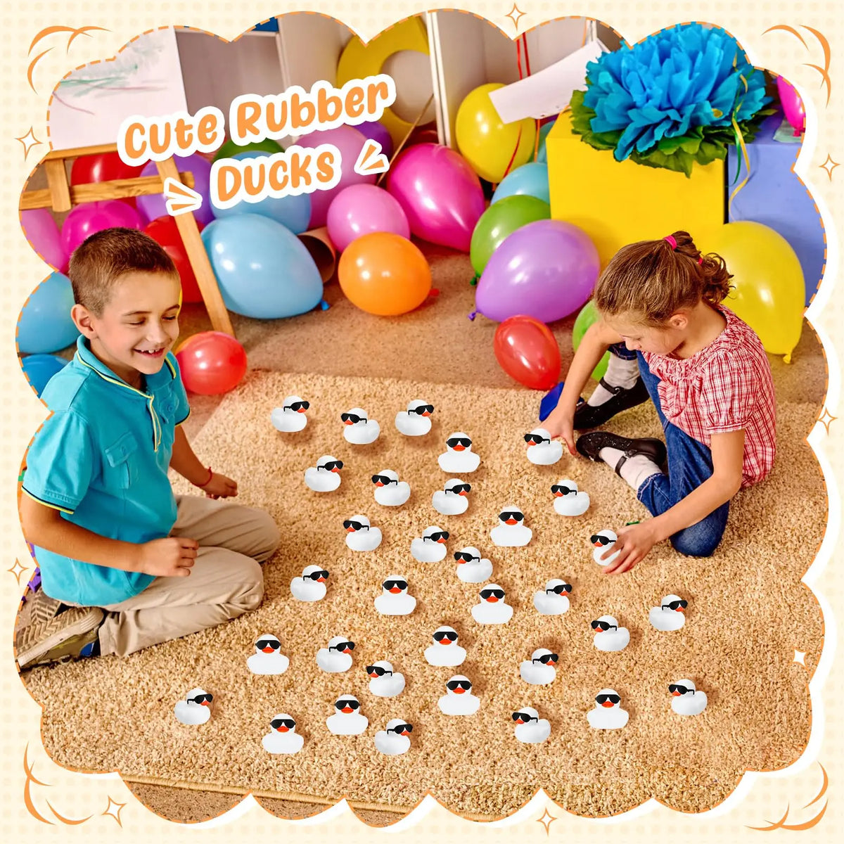 6/12/24/48PCS White Duck Toys Mini Rubber Ducks Squeak and Float Ducks Shower Toy for Toddlers Boys Girls
