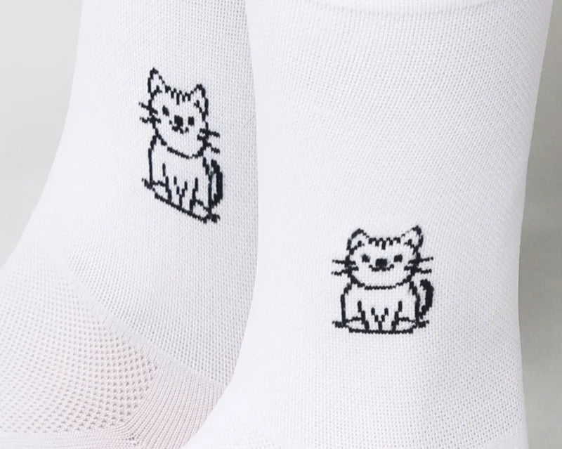 Cat Pattern Cycling Socks Spring And Summer Men's Women's Road Sports Trendy Breathable High-Elasticity Wear-Resistant Elastic