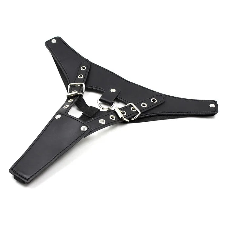 Erotic Underwear Thong PU Leather Male Chastity Panties Cock Penis Sleeve Ring Harness Straps BDSM Restraint Belt for Men