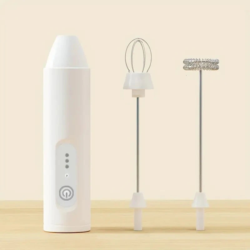 2-in-1 Electric Milk Frother and Handheld Mixer with USB Charging, 3-Speed Adjustable Powerful Motor, Handheld Milk Frother