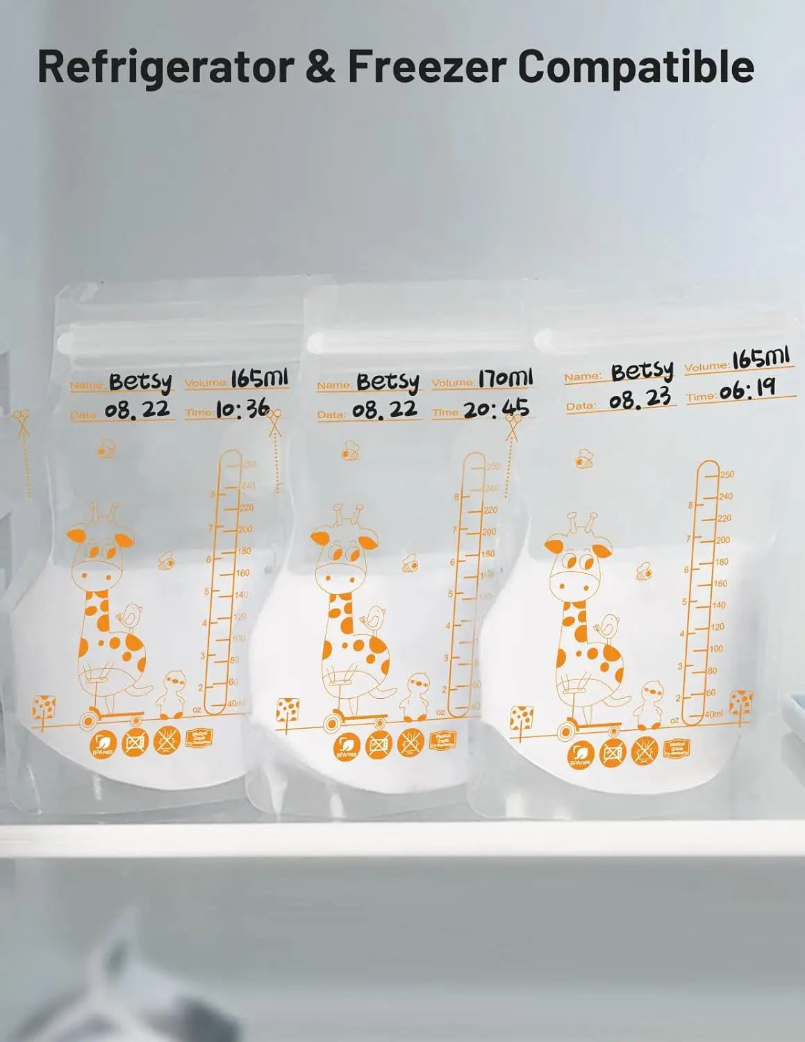 100 or 50 Pack Disposable Breastmilk Storage Bags 250ml Capacity Hospital-Grade, Self-Standing, Easy Pour Spout
