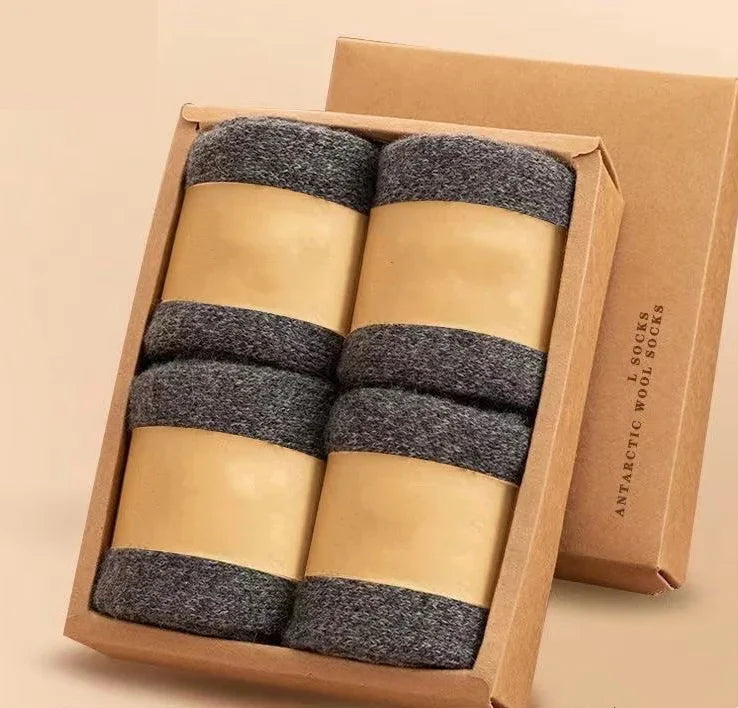 4Pairs/Lot Men's Winter Super Thick Thermal Socks Wool Men Women Solid High Quality Merino Wool Socks Cold Snow Warm Wool Socks