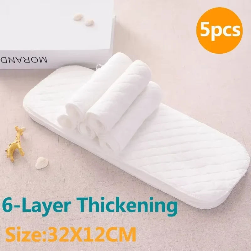 B caton 10pcs/5pcs Baby Reusable Diapers Washable Ecological Nappies Inserts Cotton Cloth Diapers for Children Breathable