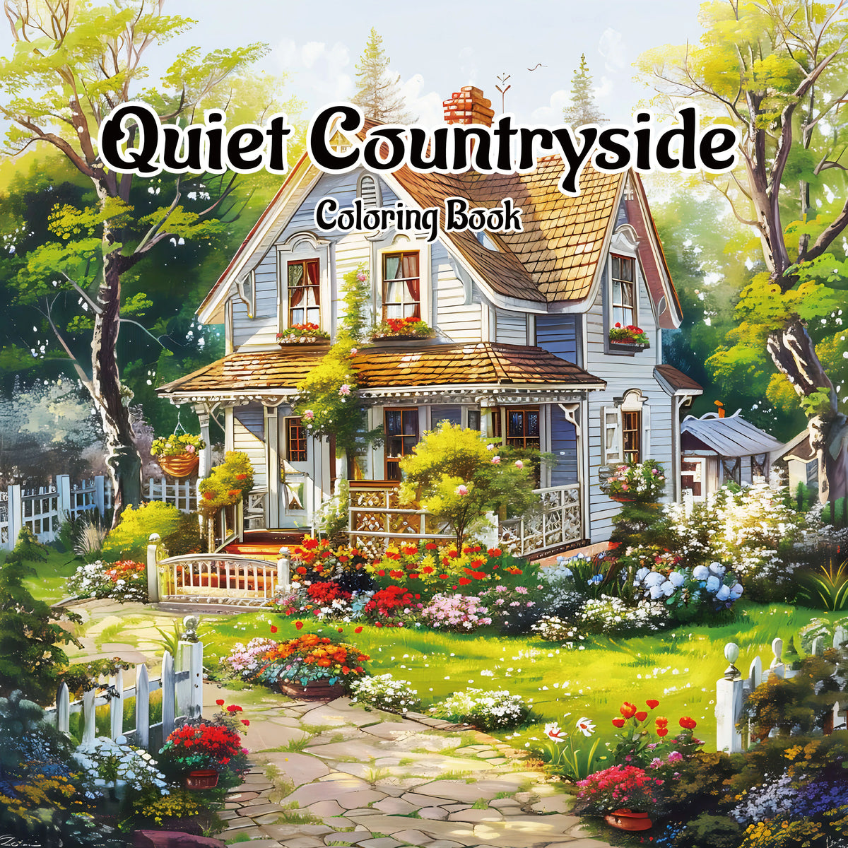 Quiet Countryside Coloring Book 20 Page House Landscape Adult Picture Book Kill Time Relaxing Art Doodle Painting Drawing