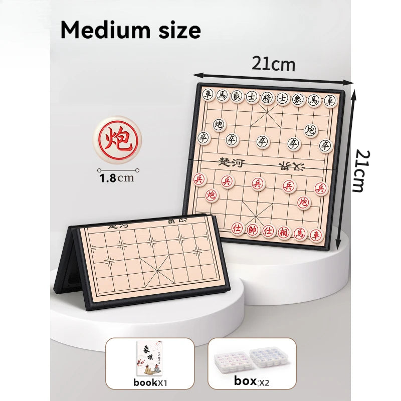 Chinese Chess Children Chess With Chessboard Magnetic Portable Magnetic Chess Pieces Solid Wood Foldable Puzzle Game With Box
