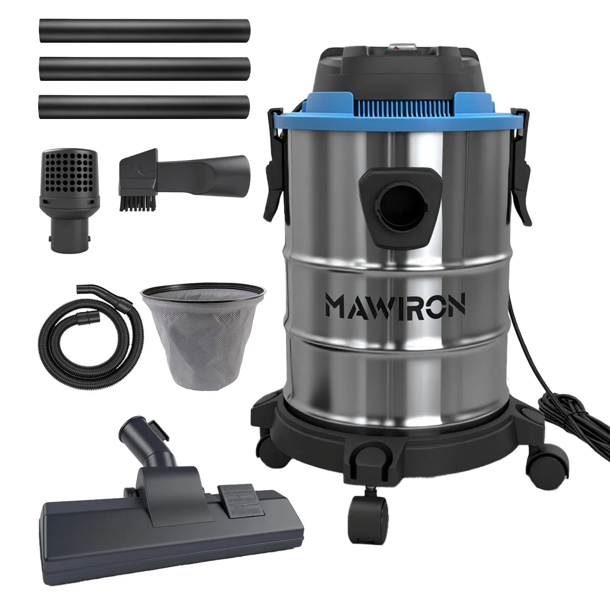 đź”§ Heavy Duty Wet Dry Barrel Vacuum Cleaner Stainless Steel Bucket 5400W Powerful Suction Multi Scene Vacuum for Garage Workshop Car Interior Floor Stain & Dry Dust Removal