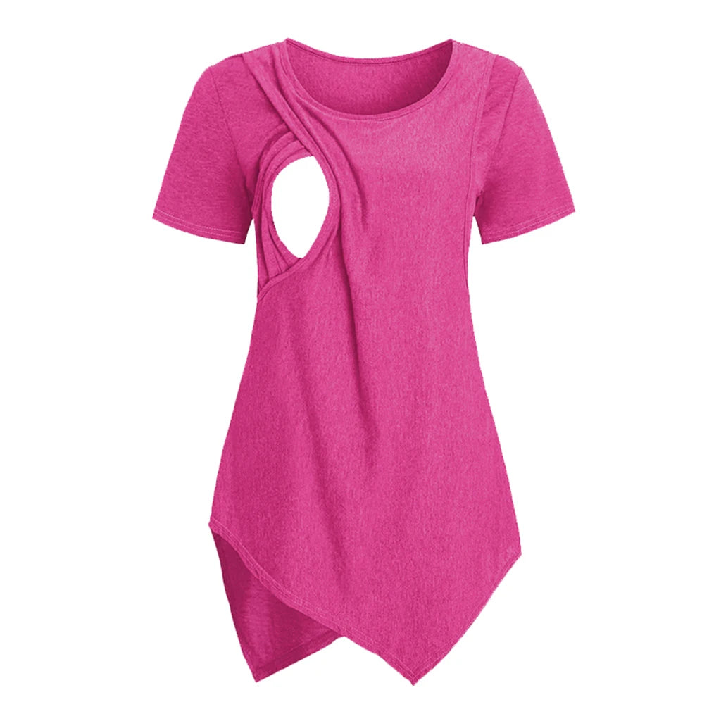 Women Blouse Maternity Casual Soft Nursing Tops T-shirt Summer Short Sleeve Pregnant Clothes Nursing Breastfeeding