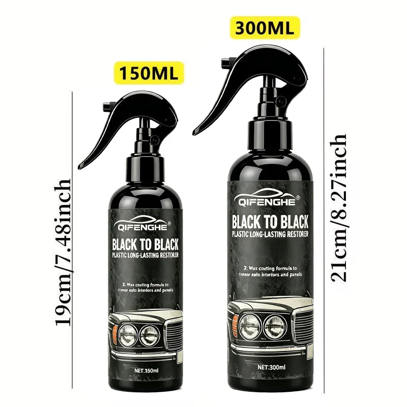 Plastic Parts Black Restorer BLACK TO BLACK Long-Lasting Wax Coating Car Interior Dashboard & Refurbish Cleaner