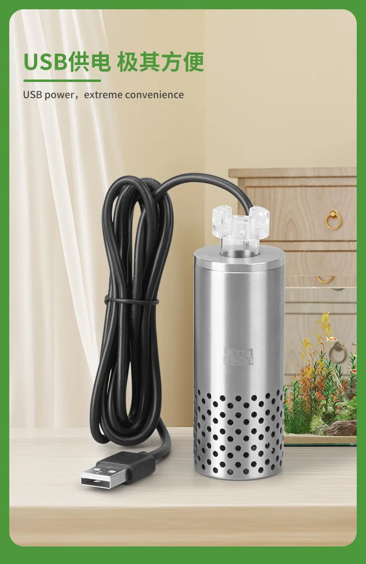 Aquarium Electric Oil Removal Film Fish Tank Stainless Steel USB Filter Self-Priming Floating Head Oil Film Processor