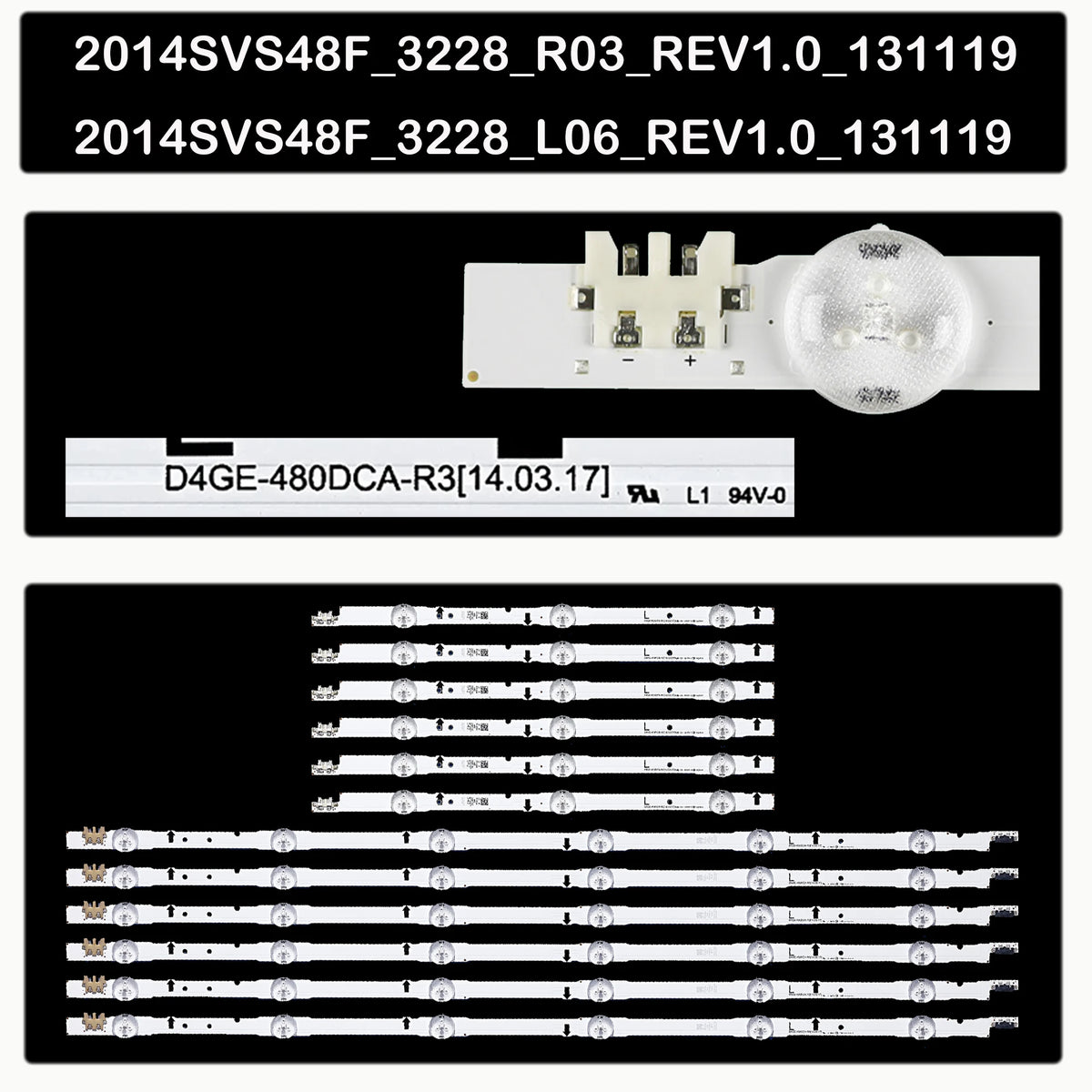 12pcs/ set LED Backlight For LH48DBDPLGC 2014SVS48F UA48J5088AC UE48H6400 BN96-30453A D4GE-480DCA-R3 D4GE-480DCB-R3 UE48H6500