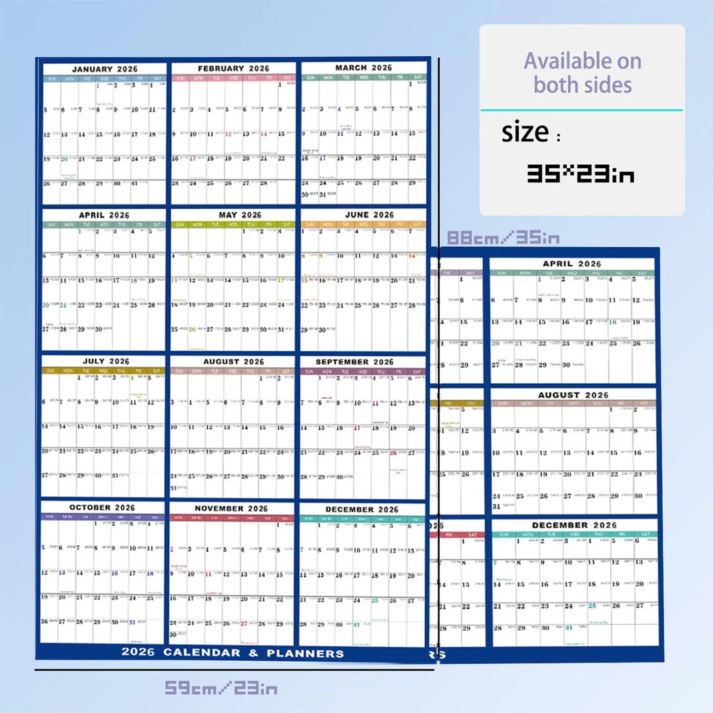 Large Dry Erase Calendar for Wall 2026 Wall Calendar 12 Month 22.83X34.56 Inch Yearly Schedule Organizer for Indoor Home Fridge