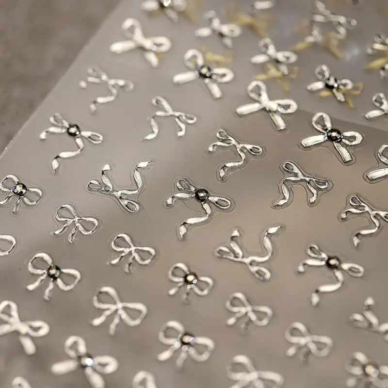 5D Luxury Star Nail Stickers for Nail Art Stars Black Silver Nail Decals Gilding Hollow Out Five-Pointed Nail Art Design Slider