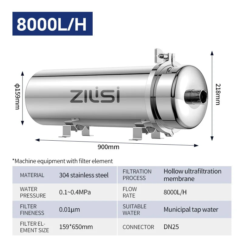 whole house high flow water filter system 5000L-8000L stainless steel mineral water filter Reusable PVDF Lasts Exceed 5 Years