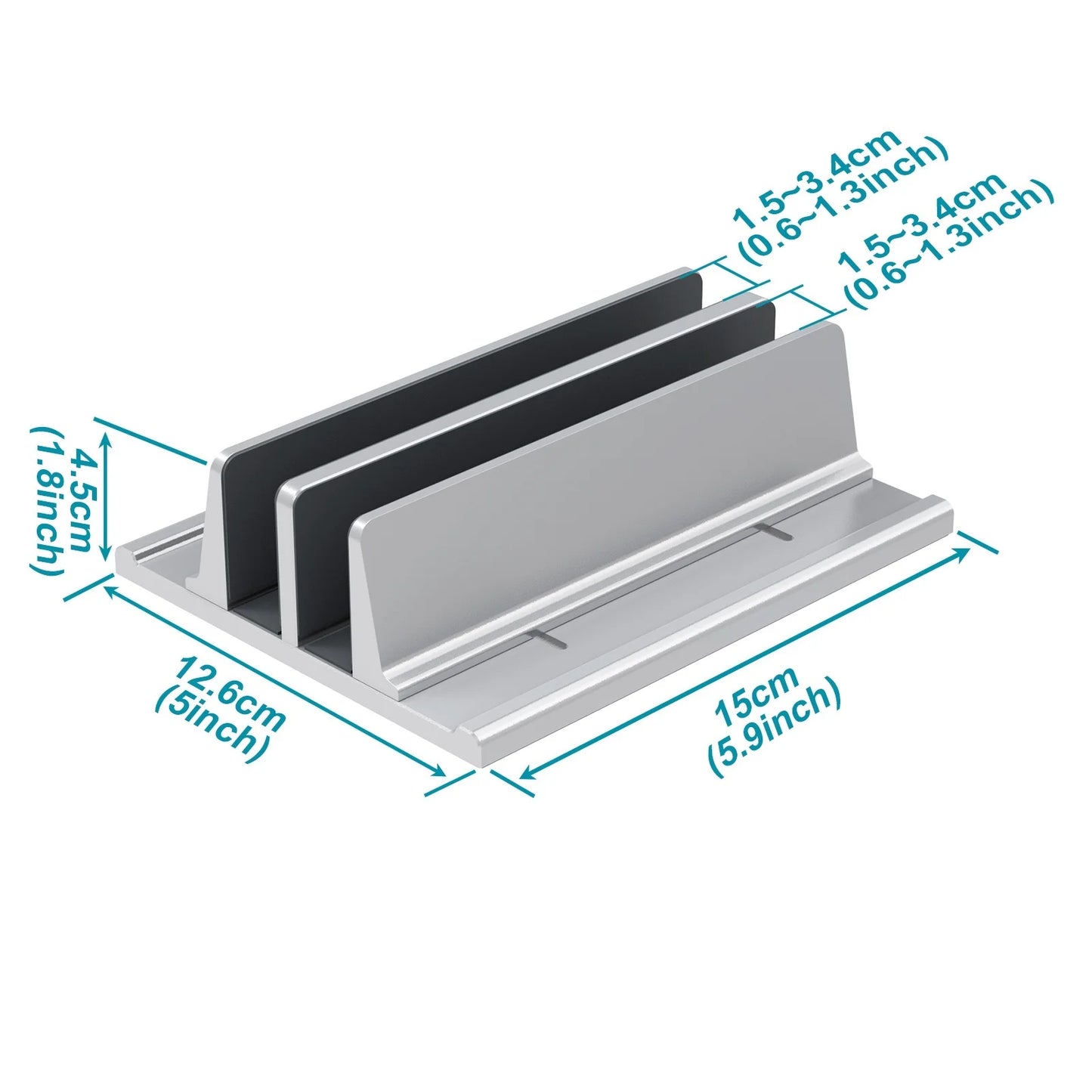 Vertical Laptop Stand, 3 Slots Desk Laptop Holder & Laptop Docking Station Stand for MacBook, Tablet, Phone - Universal