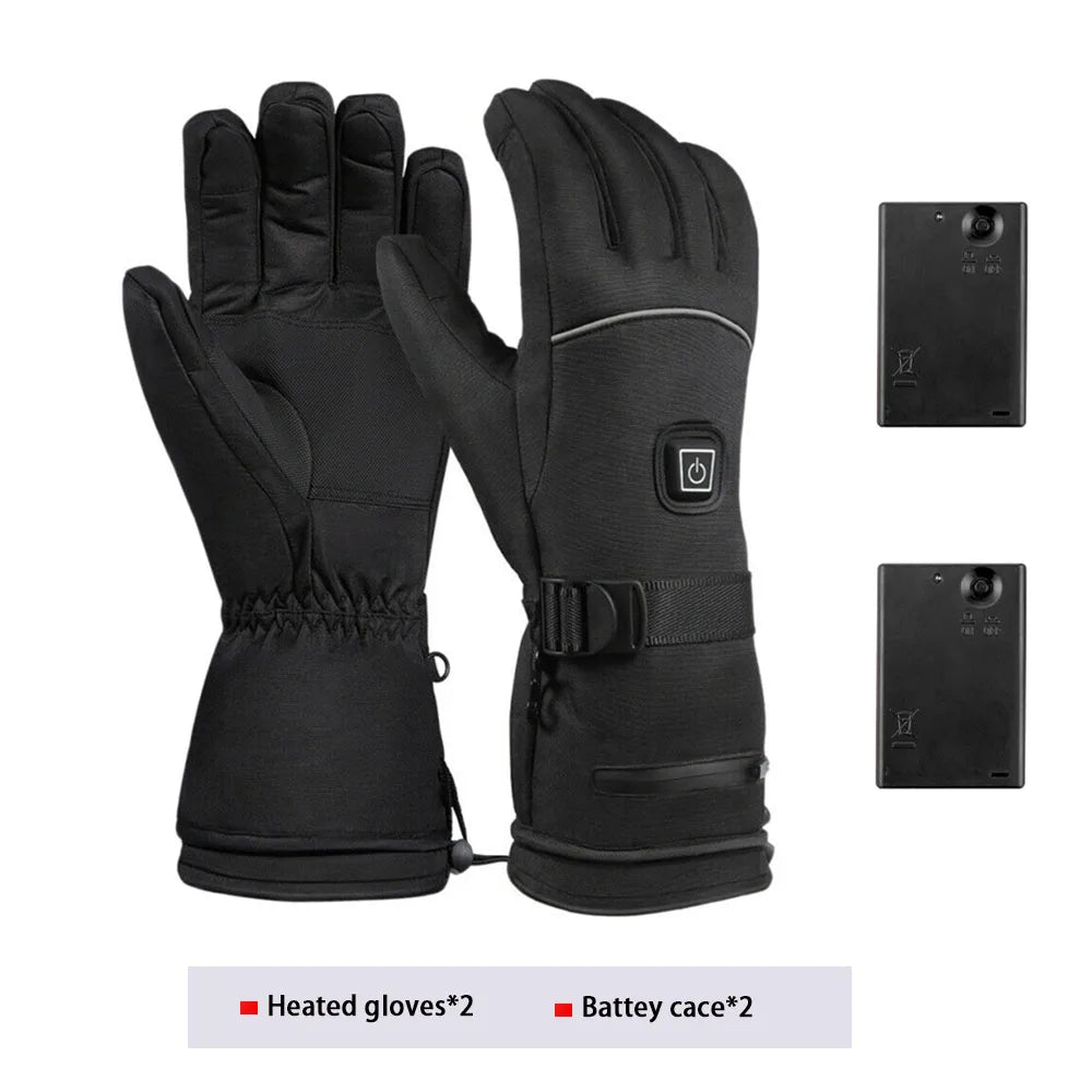 Men Electric Heated Skiing Gloves Smart Electrical Winter Warm with Battery Case Gloves Touch Screen Electric Heated Equipment