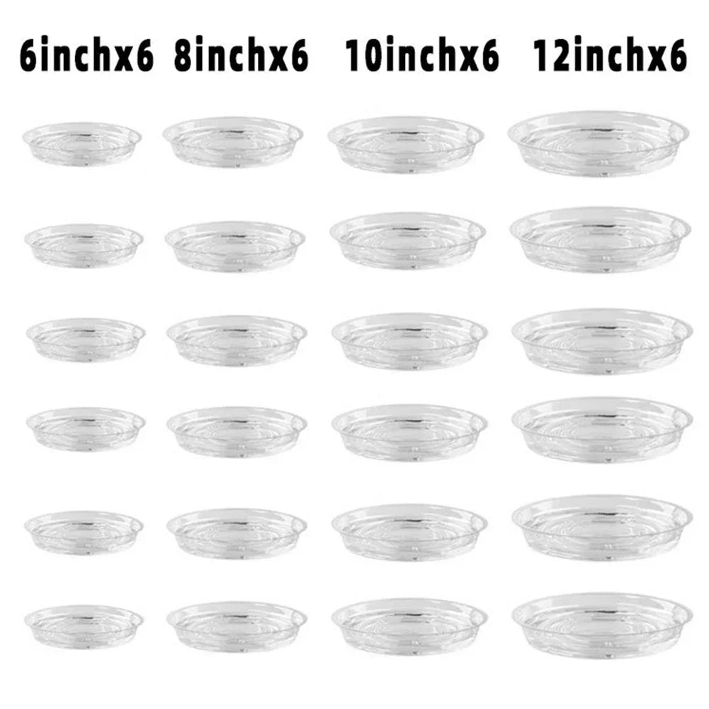 10/24pcs 6/8/10/12 Inch Clear Plastic Plant Saucers Flower Pot Drip Trays Gardening Maintenance Supplies