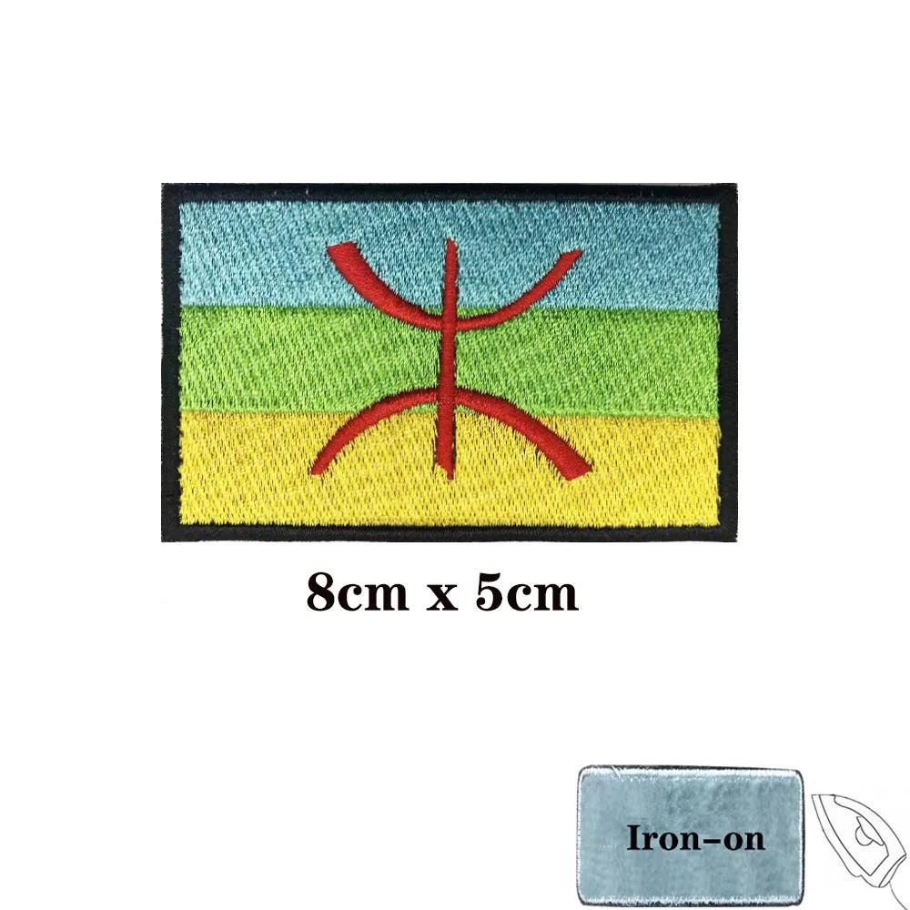 Berber North Africa Flag Patches Armband Embroidered Patch Hook & Loop Iron On Embroidery Badge Military Stripe
