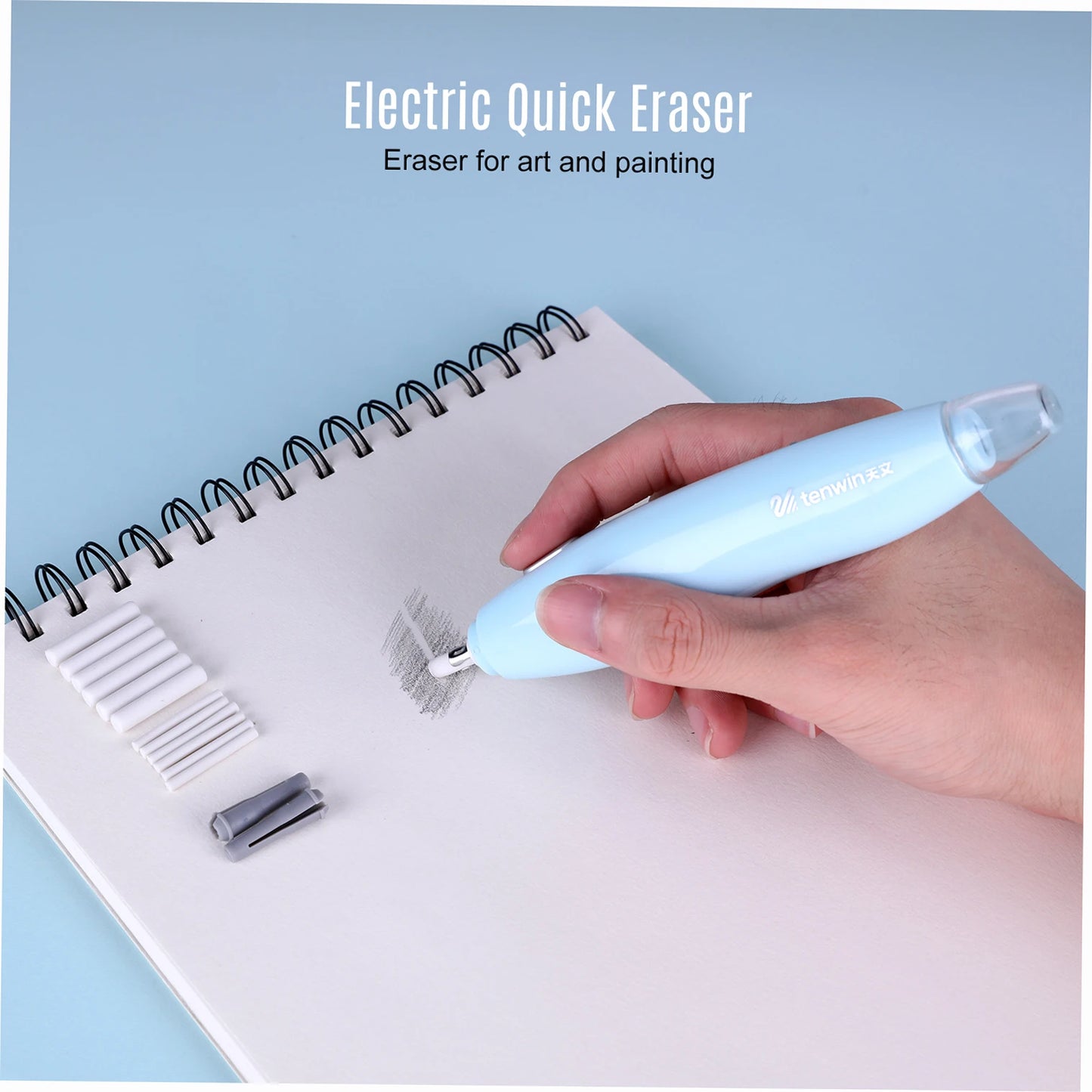 【New】Electric Eraser Kit with 16 Eraser Refills Rechargeable Pencil Eraser One-button Control Stationery for School