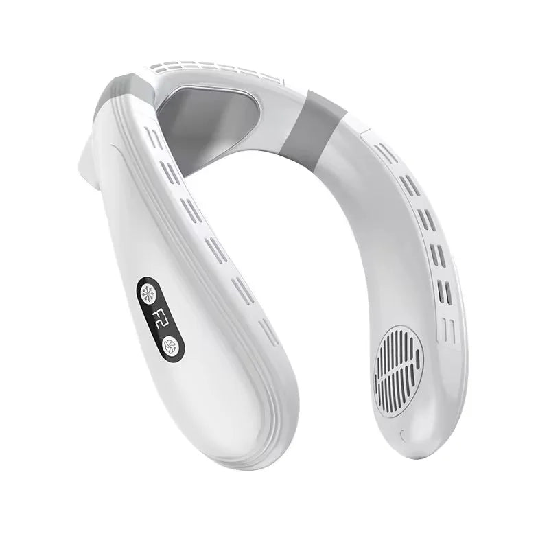 New Portable Neck Fan 5200mAh Neck Air Conditioner Rechargeable Semiconductor Cooling Fan Outdoor Personal Fan Wearable Cooler