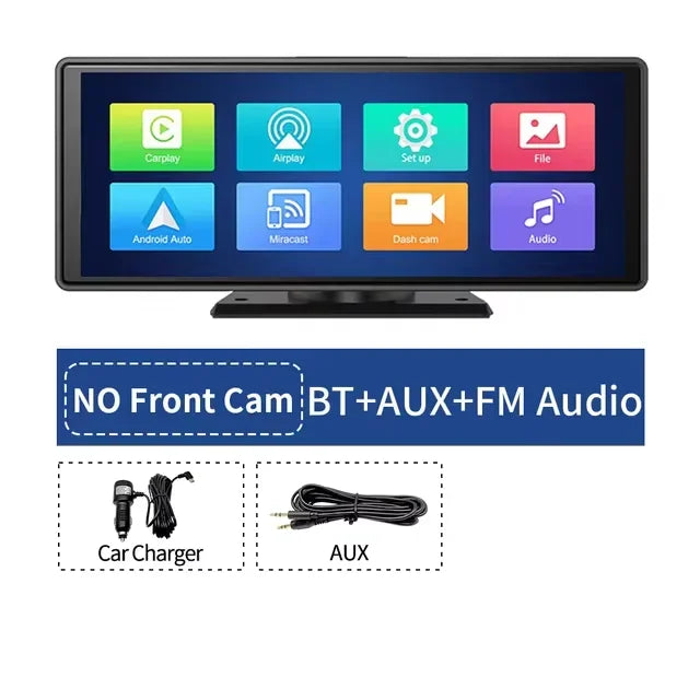 Srnubi 10.26" Dash Cam Rearview Carplay Android Auto 4K DVR Navigation Player Dual Len Recorder Dashboard WIFI BT
