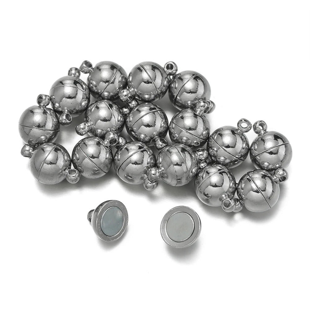 10Sets Magnetic Clasps 6mm/8mm/10mm Buckle Hook Round Magnet Converter Clasp For Bracelet DIY Jewelry Making Findings
