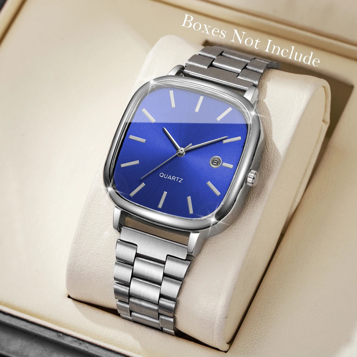 Fashion Square Men Business Watches Analog Calendar Quartz Watch for Mens Clock Reloj Hombre(Without Box)