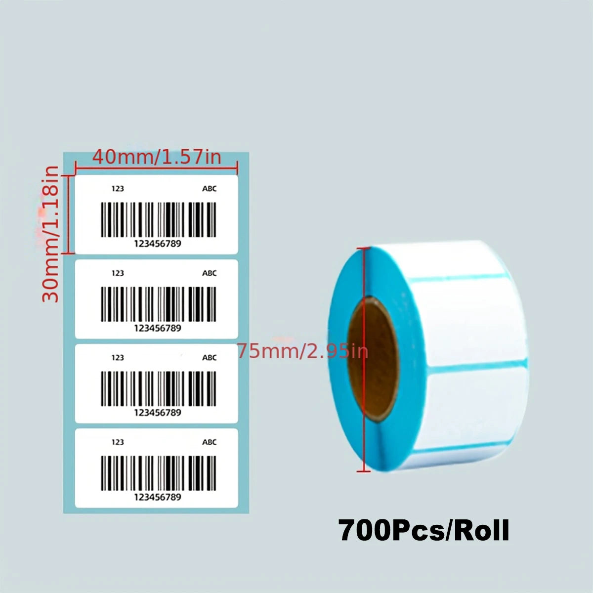 Thermal Paper Label for Warehouse & Logistics - High-Quality Adhesive Labels with Pre-Drilled Holes, Durable Blue,70*40mm