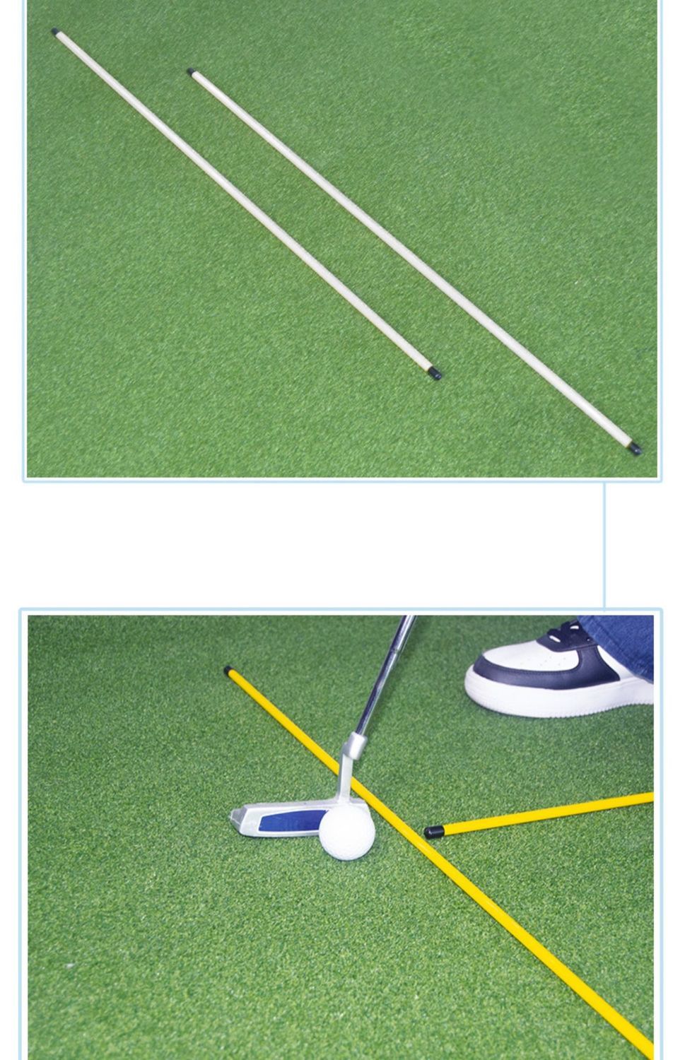 PGM 2 Pcs Golf Alignment Sticks Alignment Rods Direction Indicator Swing Guide Tool with Clear Tube Case for Full Swing Practice