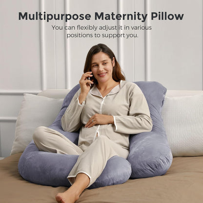 Pregnancy Pillow G Shaped Pregnancy Pillow with Removable Cover Full Body Pillow Support for Back, Hips, Legs, Belly (Dark Grey)