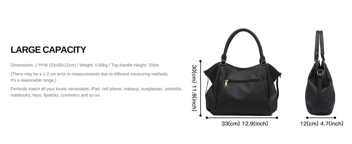 Miss Lulu WOMEN'S Big Shopper Tote Bag, Elegant handbag, Large shoulder bag for Commuting, Travel and Shopping, Practical