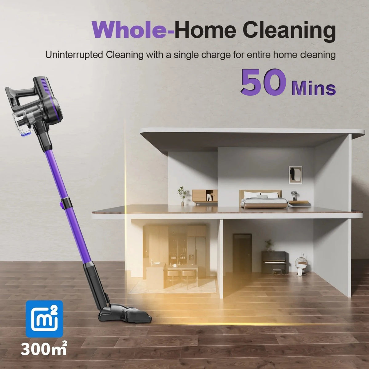 Inse S7P Cordless Vacuum Cleaner, 60KPa, 1.3 L Dust Cup, Removable Battery, for Pet Hair, Carpet, Hard Floors