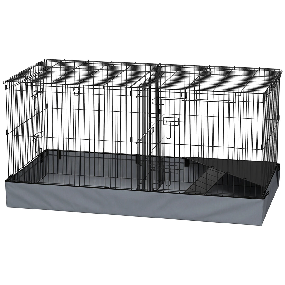 Large Metal Rabbit hamster Cage with Liner & Ramp, Indoor 2-Tier Bunny Habitat with Removable Base, Pet Cage for Rabbit, Guinea Pig, Small Animals