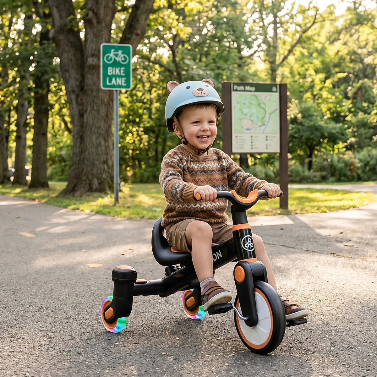 3-in-1 Toddler Tricycle for 1.5-5 Years Old Drift Trike Baby Balance Bike with 360° Spin Wheels Adjustable Seat Kids Tricycle